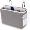 Unyqoos Organizer sospeso per letto in poliestere, tasca da comodino, dimensioni 28 x 10 x 19 (lunghezza x larghezza x altezza), contenitore per letto e letto a castello con scomparti a rete, colore grigio