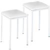 ASTIMESA: Due sgabelli da cucina, forma quadrata, rivestiti in ecopelle, colore bianco