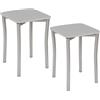 ASTIMESA: Due sgabelli da cucina con gambe rotonde e rivestimento in ecopelle grigia.