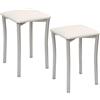 ASTIMESA: Due sgabelli da cucina con gambe rotonde e rivestimento in ecopelle bianca.