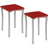 ASTIMESA: Due sgabelli da cucina con gambe rotonde e rivestimento in ecopelle rossa.