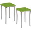 ASTIMESA: Due sgabelli da cucina con gambe rotonde e rivestimento in ecopelle verde.