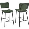 MEUBLE COSY: Set di 2 sgabelli da bar, con schienale e poggiapiedi, struttura in metallo e rivestimento in tessuto