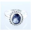 Anello Uomo In Argento 925 4,10 Ct Zaffiro Blu Ceylon Naturale Ovale
