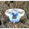 Anello Donna 8.75 Ct Acquamarina Naturale Cushion Taglio AGI 925 Sterling