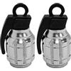 cyclingcolors 2x Cappucci delle valvole cappuccio tappi valvola forma di granata in alluminio Schrader per pneumatici bici moto auto auto quad monopattino, argento