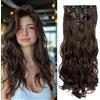 Swy Hair Confezione da 7 extension per capelli sintetici ondulati lisci, taglia M 2, marrone 2