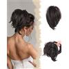 SanKristo 22 cm Coda di cavallo Posticcio Artiglio Clip, corta e liscia Estensione Capelli a Spunzone spettinato Spessore naturale Micro Ondulato Dritta sintetici Falsi Extension donne, Nero Castano