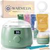 Warmelia Kit Depilazione 2 in 1 - Scaldacera + Mini Scaldacera Viso | 400 g di cera depilatoria senza strisce, perle di cera e spatole in silicone