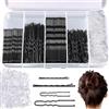 ZYEKIU Forcine per Capelli set 500 Pezzi Elastici per Capelli U Fermagli | Fermagli per Capelli Kit di Forcine per Capelli con Scatola Bobby Pins Cerchietti Trasparenti per Donna Lady Girls Kids(Nero)