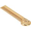 Tyenaza Pettine per Barba Tascabile, Pettine per Capelli con Olio Modellante per Baffi in Lega di Zinco con Motivo a Teschio, 14,7 x 3,5 cm (Gold)