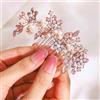 IYOU Pettine per capelli da sposa con fiore argentato con strass accessorio per capelli da sposa per donne e ragazze (oro rosa)