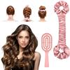 CUEMOON Bigodini Morbidi per Dormire, Satin Bigodino Lungo per Boccoli Arricciacapelli Senza Calore Hair Curler Heatless Curls con Pettine incluso, Grandi, Rosa Crema