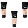 Maybelline New York Fondotinta liquido Fit Me Matte & Poreless - 124 Soft Sand, Set di 3 (3 x 30ml)
