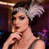 Generic Copricapo Flapper anni '20,Fascia piuma vintage,Copricapo flapper di cristallo