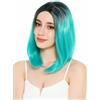 WIG ME UP - GFW3977-T5126+1 Parrucca da donna, riga in mezzo, lunghezza alle spalle, liscia, effetto sfumato nei colori nero, turchese e blu-verde.
