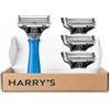 Harry's Set Cura della Barba, Manico Blu, 3 Lamette di Ricambio | Rasoio Truman con Manico Antiscivolo, Lamette di Ricambio da 5 Lame e Rifinitore di Precisione per la Rasatura a Umido
