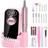 Urbuti Nail Drill - Tornio per unghie professionale, base di archiviazione integrata, 45000 giri/min, velocità regolabile in gradini, funzione reversibile, design compatto e silenzioso, per manicure e