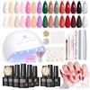 PEACECOLOR Kit Semipermanente Unghie con Lampada UV, 15 Colori Smalto Semipermanente Unghie con Base e Top Coat Matte, Nail Art Manicure Regalo per Donne