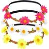 FVBKCOT Set di 3 Multicolore Fasce Corona di Fiori Ghirlanda, Corona di Fiori, Ghirlanda Floreale con Nastro Elastico Regolabile, Bohémien, per Matrimoni Festival Vacanza Festa, Foto