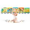 VEVOR Pannello attività da Parete in Feltro, Treno Montessori Pieghevole | Gioco Sensoriale Educativo 14 in 1 con Lettere, Frutta, Verdura e Orologio, per Viaggio, Asilo Nido, Aula, Sala Giochi e Casa