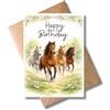 WBdesignz Biglietto di auguri di compleanno con busta, simpatico biglietto di auguri, motivo animali e cavalli galoppati, Happy Birthday, per cavaliere, ragazze, amanti dei cavalli (DIN A6)