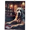 KUSTOM ART Quadro Serie Animali Aristocratici Cane Labrador che Gioca a Poker Stampa su Legno 25x18cm