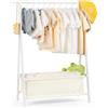 Relquorax Appendiabiti per bambini con portaoggetti, appendiabiti per bambini, piccoli indumenti, per costumi, in bambù (bianco)