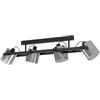 Eglo lampada da soffitto Hornwood, barra spot 4 luci, faretti con paralumi | in vetro, illuminazione in metallo nero e vetro fumé, portalampada E27