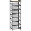 HOOBRO Scarpiera Stretta a 8 Livelli, Scaffale Portascarpe Alto con Ripiani Inclinati in Rete Metallica, Organizzatore Portascarpe da Terra per Camera e Soggiorno, Marrone Vintage e Nero EBF128XJ01