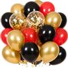 EWODEIEW 60 pezzi di palloncini neri, rossi e dorati da 12 pollici, palloncini in lattice con coriandoli dorati, palloncini neri e rossi, palloncini a elio per compleanno, San Valentino, fidanzamento