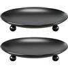 YUNHENTONG Supporto Portacandele Vintage, Candelieri Rotondo, Piatti per Candele，Nero | 2 PCS 11cm Piatto per Candele in Metallo, Vassoio Portacandele a Colonna, Retrò Candelabri Natalizi per Natale, Carnevale