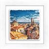 Lupia - Quadro moderno con paesaggi e localismi italiani, Ceramica e Stampa Rilievo, Cornice Legno Shabby Modern bianca, Decorazione Parete, Quadretti Soggiorno, 29x29 cm, BERGAMO SANTA MARIA MAGGIORE