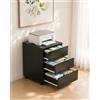 Amveya Cassettiera Scrivania Ufficio con Ruote e Chiave, Cassettiera Nera 3 Cassetti, Schedario da Ufficio, Mobile Ufficio sotto Scrivania, Mobiletto con Chiave, 39 x 45 x 54 cm