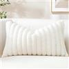 Sungeek 1 Pezzi Federe Cuscini 30x50 in Finta Pelliccia di Coniglio, Morbido Fodere per Cuscini Decorativi in Peluche a Righe in Velluto Copricuscini Cuscino per Divano Letto Soggiorno, Bianco