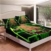 Homemissing Set di lenzuola con motivo Capybara per ragazzi e ragazze, in verde e nero, con stampa geometrica, linee a strisce, morbido arredamento per camera, set di biancheria da letto con tasche profonde, 2