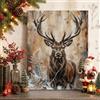 Generic Tela artistica da parete rustica con cervo, foresta invernale, 40,6 x 50, | Tema rustico del bosco, arte su tela, opere d'arte ispirate alla natura, dettagli con motivi a pennello testurizzato