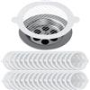 COMNICO Confezione da 30 adesivi usa e getta per scarico doccia, colore bianco, fibrosi, piatti, adesivi in rete, per bagno, cucina, camera da letto, copertura di scarico
