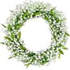 Briful Ghirlanda di fiori artificiale da 34 cm, con giglio della valle, per porta d'ingresso, primavera, estate, decorazione per casa, parete, finestra, festival