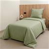 Sognoro Parure Copripiumino Singolo 135x200 Cotone 100%, con Federa 80x80 | 300 Fili, Raso di Cotone Morbido, 100% Cotone Pettinato, Lavabile in Lavatrice, Chiusura a Busta, Ideale per l'Autunno