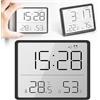 WIYETY Umidità LCD sveglia digitale: sveglia digitale con temperatura con aspirazione magnetica, multifunzione, piccola sveglia da viaggio digitale, funzionamento a batteria, 12/24 ore ℃/℉, nero