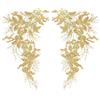 GORGECRAFT 2pz Applique in Pizzo con Fiori di Paillettes Dorate 40 x 23cm Glitterato 3D con Perline Ricamo Floreale da Cucire Decorazione per Colletto per Abiti da Sposa Cucito per Abbigliamento