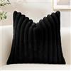 Sungeek 1 Pezzi Federe Cuscini 50x50 in Finta Pelliccia di Coniglio, Morbido Fodere per Cuscini Decorativi in Peluche a Righe in Velluto Copricuscini Cuscino per Divano Letto Soggiorno, Nero