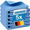 BLUM MANUFAKTUR Set di 5 panni in microfibra (30 x 30 cm) - 5 panni in microfibra - Super Soft 365 GSM per pulizia auto, bagno, cucina