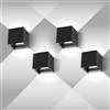 YICALE 4 piezas aplique pared esterno/interno, 12 W, 6500 K, Luz Blanca Fría Apliques de Pared Interior Impermeable IP65 Ángulo Ajustable Lámparas de Pared para Patio,Terraza,Salón,Jardín,Dormitorio