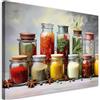 Feeby Quadro su Tela Non Tessuta - Stampa Su Tela - Spezie ed erbe colorate in barattoli - 120x80 cm - Decorazione Murale - Moderno Soggiorno - quadri moderni soggiorno - poster