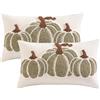 Tosleo 2 federe per cuscino autunnale a forma di zucca, 30 x 50 cm, con tre motivi di zucca verde, decorazione per l'autunno, per divano, giardino, camera da letto
