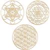 Dytabepl Set di 3 pezzi di arte da parete con geometria sacra, scultura in legno, decorazione
