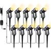 Svater Faretti da giardino a LED per esterni, impermeabili IP65, 3000 K, bianco caldo, 27 V, set da 10 pezzi, 1800 lm, COB picchetto, luci da giardino con corrente per alberi, cortili, terrazze