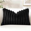 Sungeek 1 Pezzi Federe Cuscini 40x60 in Finta Pelliccia di Coniglio, Morbido Fodere per Cuscini Decorativi in Peluche a Righe in Velluto Copricuscini Cuscino per Divano Letto Soggiorno, Nero